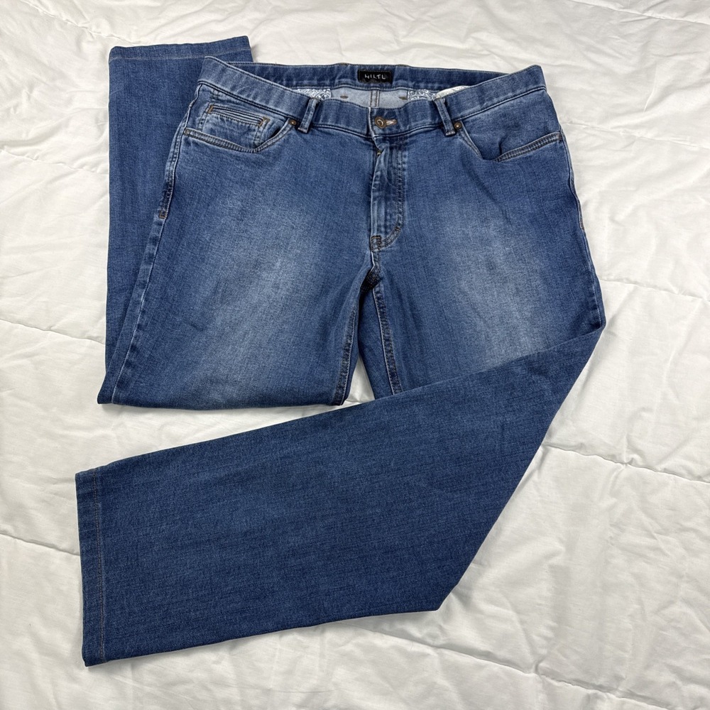 Hiltl Men's 36 Straight Fit Blue Jeans Everyday Casual Med Wash *Read*